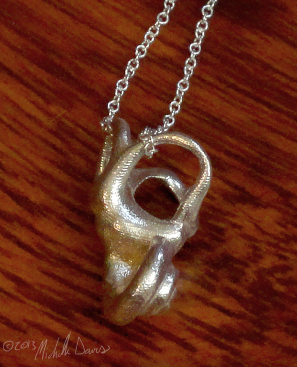 silver cochlea inner ear pendant by michelle davis