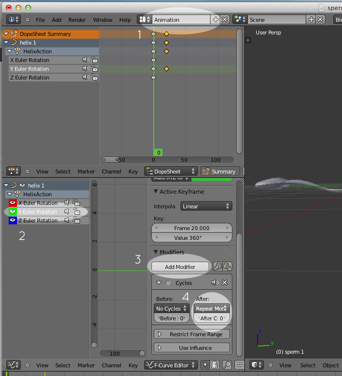 image of cycling keyframes in blender